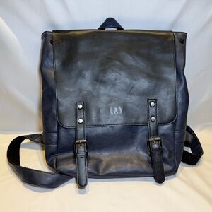 Black Leather Backpack for Men